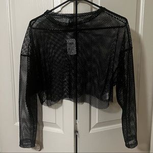 Black Mesh Crop Top